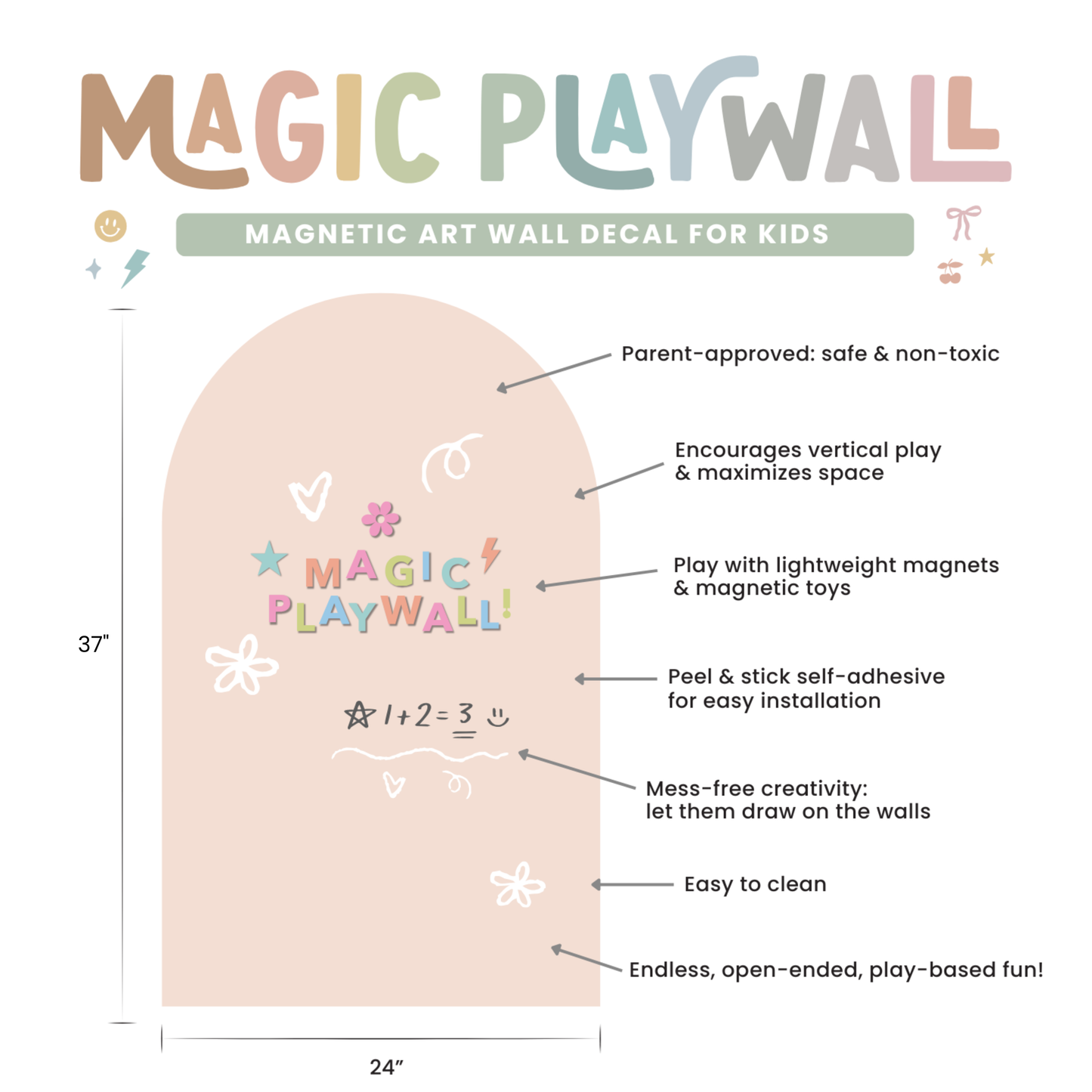 LARGE Magic Playwall (Caramel) - Arch Magnetic Wall Decal for Kids